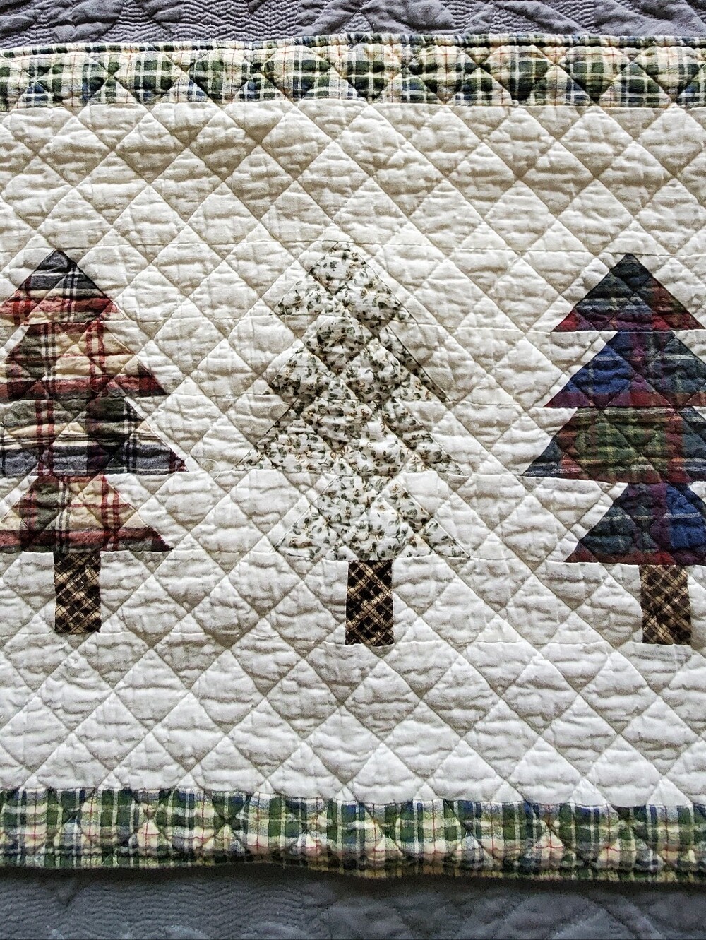 Two Quilted Tree Accent Pillow Shams Standard Patchwork Rustic Christmas Tree - Picture 5 of 14